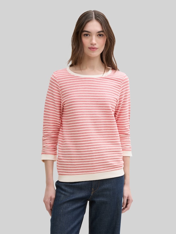 Striped sweatshirt - red white structure stripe