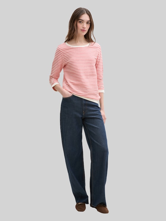 Striped sweatshirt - red white structure stripe