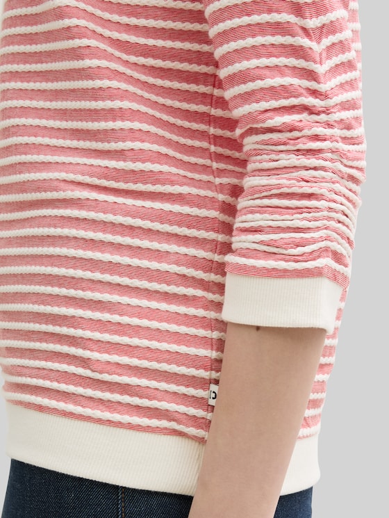 Striped sweatshirt - red white structure stripe