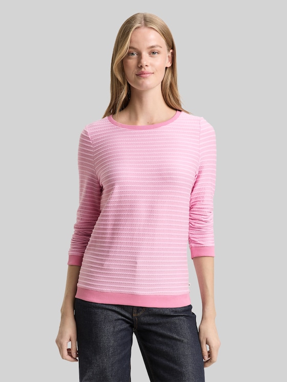 Striped sweatshirt - tonal rose structure stripe