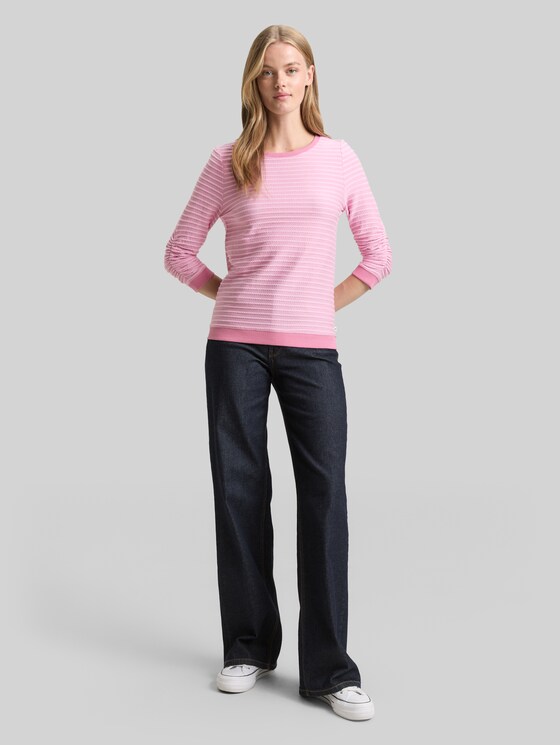 Striped sweatshirt - tonal rose structure stripe