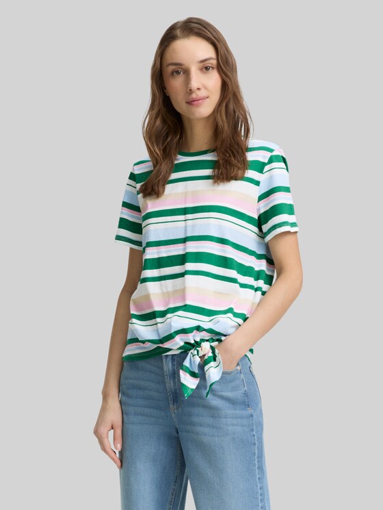 T-shirt with knot detail - multicolor stripe