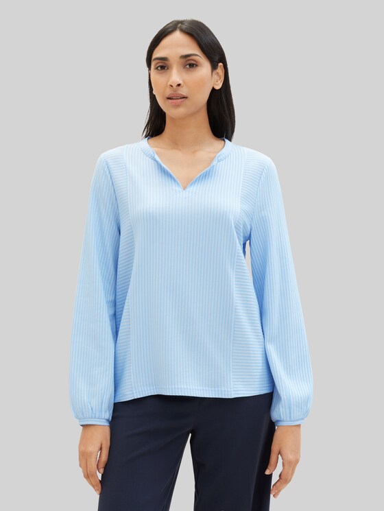 Striped blouse - blue white thin stripe
