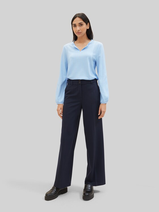 Striped blouse - blue white thin stripe