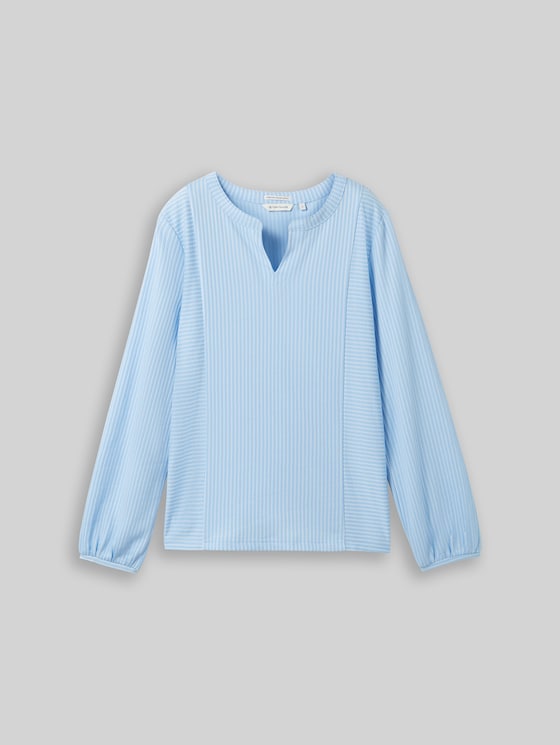 Striped blouse - blue white thin stripe