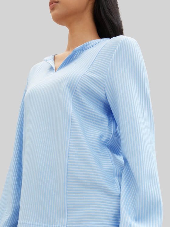Striped blouse - blue white thin stripe