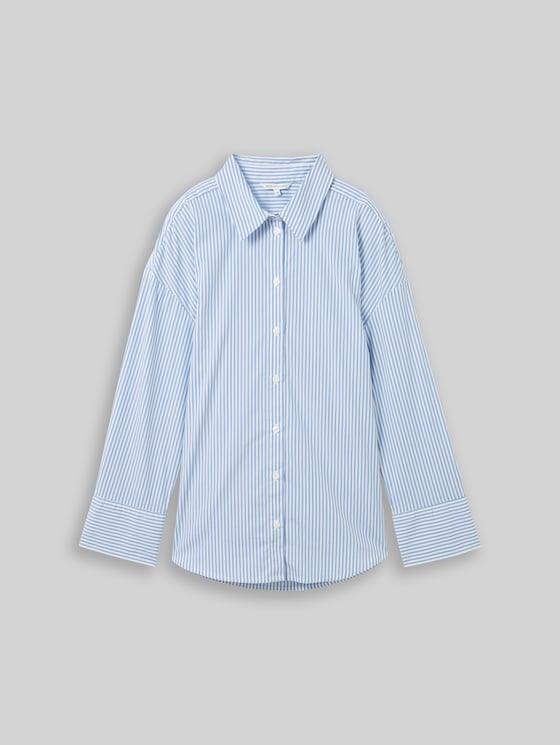 Loose fit shirt with stripes - blue white strripe