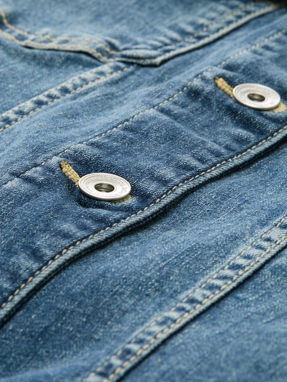 Denim jacket with recycled cotton - Used Dark Stone Blue Denim