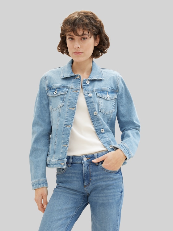 Denim jacket with recycled cotton - Light Stone Blue Denim