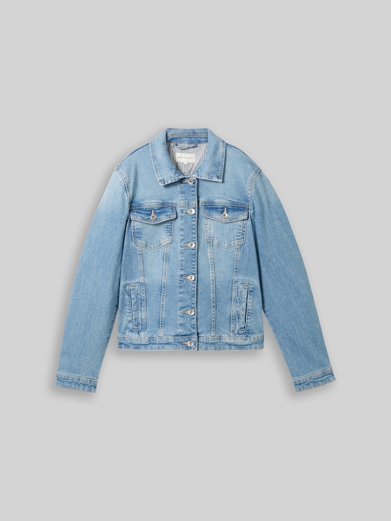 Denim jacket with recycled cotton - Light Stone Blue Denim