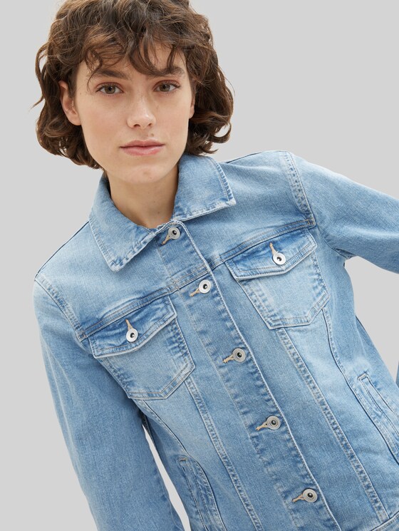 Denim jacket with recycled cotton - Light Stone Blue Denim