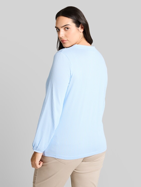 Plus Size - Striped blouse-style top - blue white thin stripe