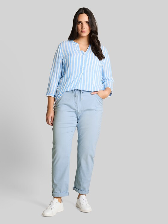 Plus Size – Cropped Slim Trousers - Kentucky Blue