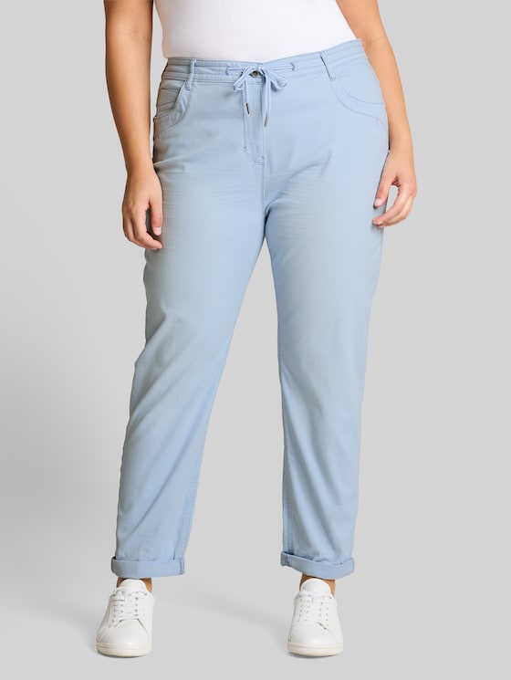 Plus Size – Cropped Slim Trousers - Kentucky Blue