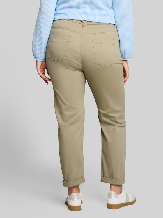 Plus Size – Cropped Slim Trousers - Silver Olive