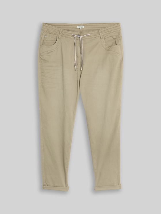 Plus Size – Cropped Slim Trousers - Silver Olive