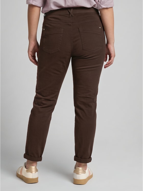 Plus Size – Cropped Slim Trousers - java dark brown