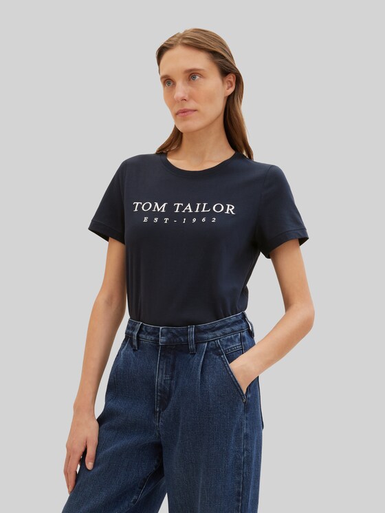 T-shirt with embroidered logo - sky captain blue