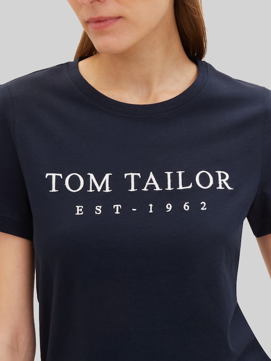 T-shirt with embroidered logo - sky captain blue