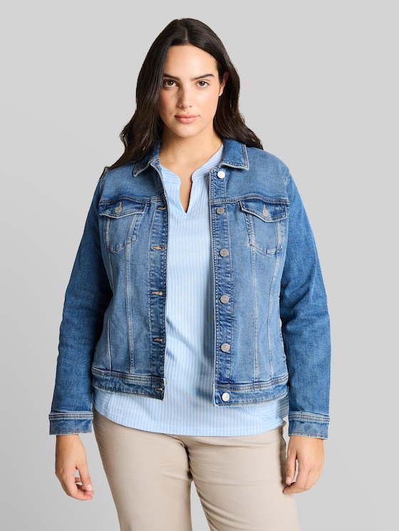 Plus Size - Denim Jacket with Organic Cotton - Blue Denim
