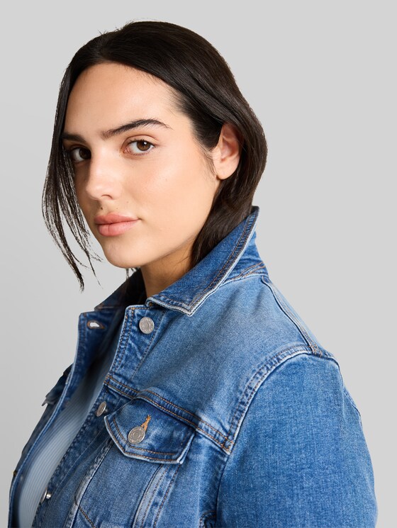 Plus Size - Denim Jacket with Organic Cotton - Blue Denim