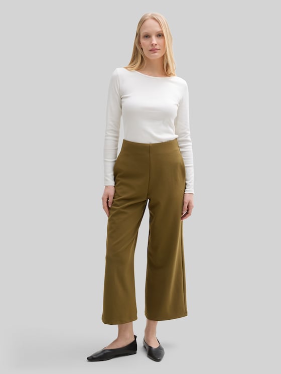 High-waisted culottes - Golden Olive Green