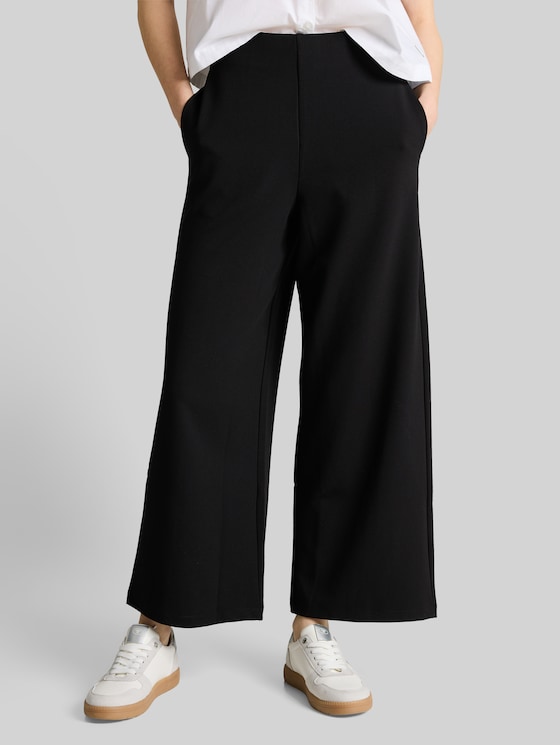 High-waisted culottes - deep black