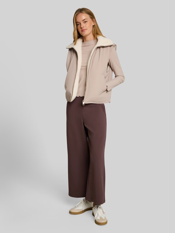 High-waisted culottes - cool dark brown