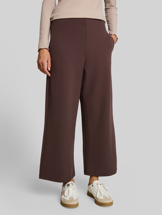 High-waisted culottes - cool dark brown
