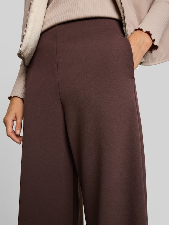 High-waisted culottes - cool dark brown