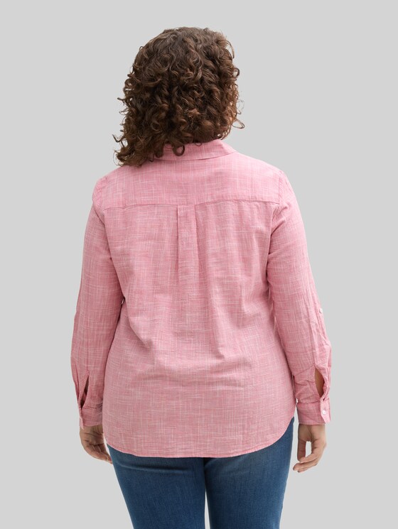 Plus Size - blouse with breast pockets - Berry Red