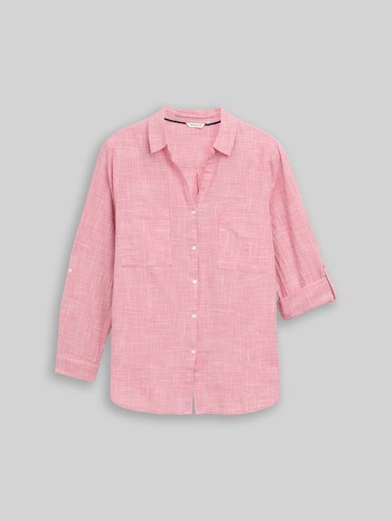 Plus Size - blouse with breast pockets - Berry Red