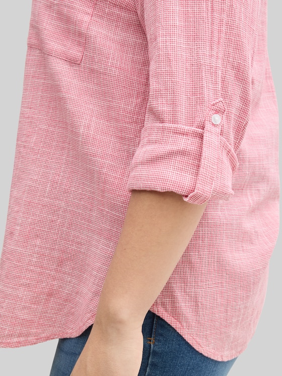 Plus Size - blouse with breast pockets - Berry Red