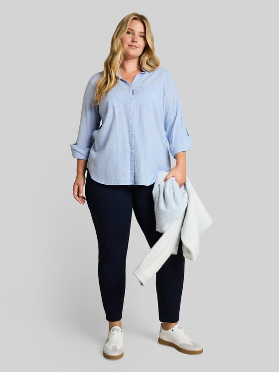 Plus Size - blouse with breast pockets - dreamy blue