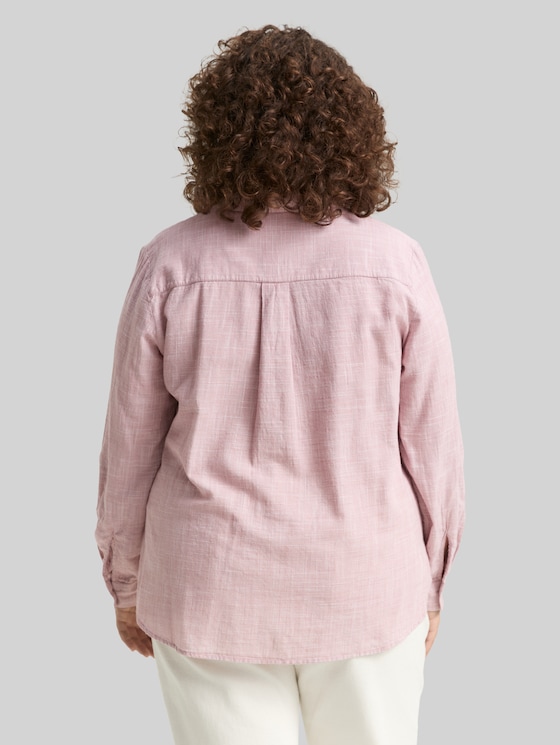 Plus Size - blouse with breast pockets - wineberry rose