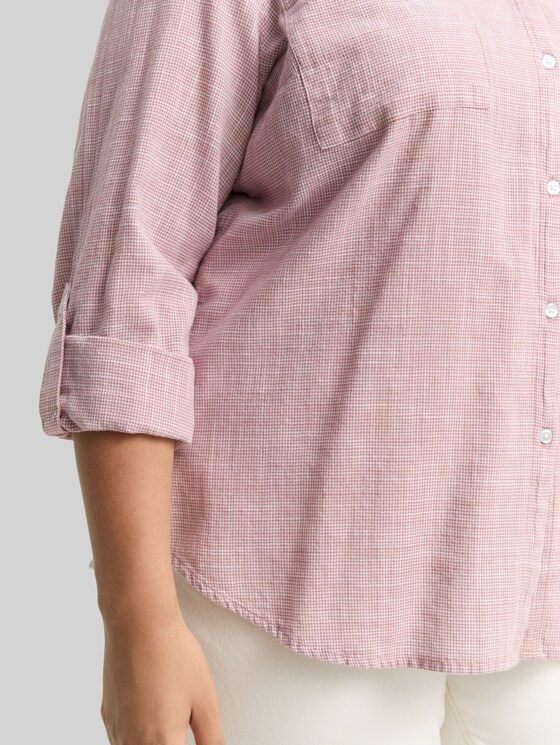 Plus Size - blouse with breast pockets - wineberry rose