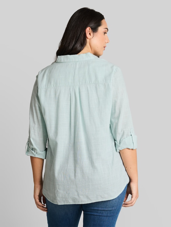 Plus Size - blouse with breast pockets - new blue haze
