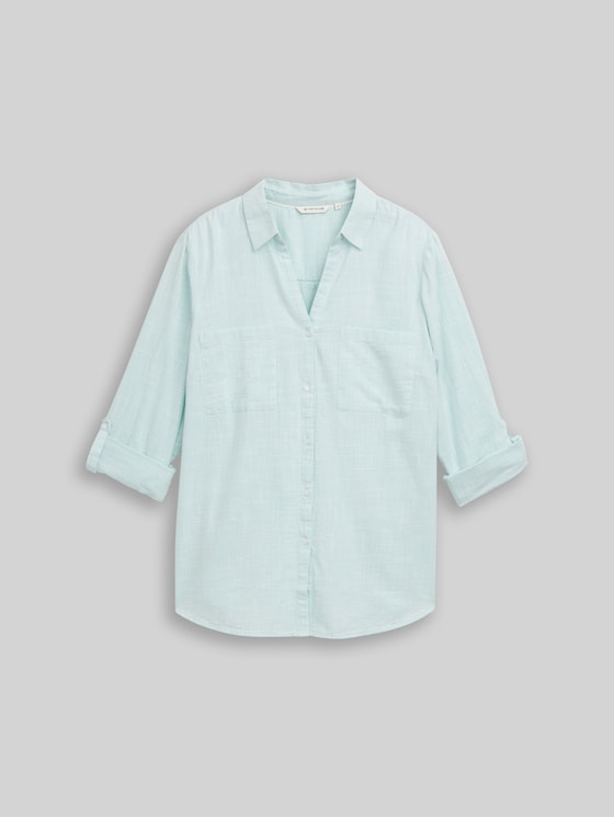 Plus Size - blouse with breast pockets - new blue haze
