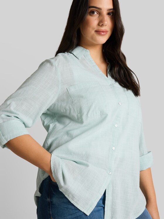 Plus Size - blouse with breast pockets - new blue haze