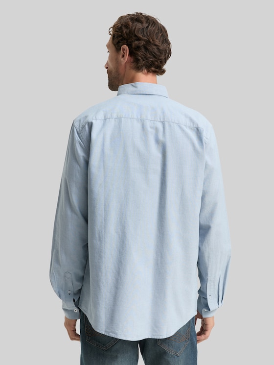 Regular-fit shirt with a breast pocket - light blue white chambray