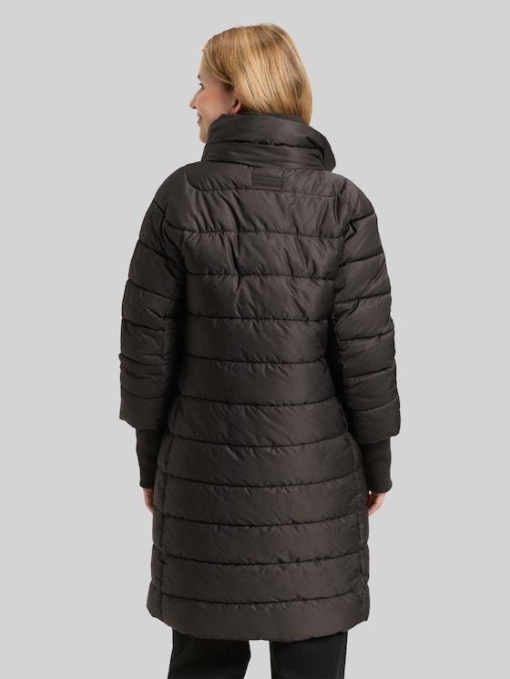 Puffer coat with a stand-up collar - deep black