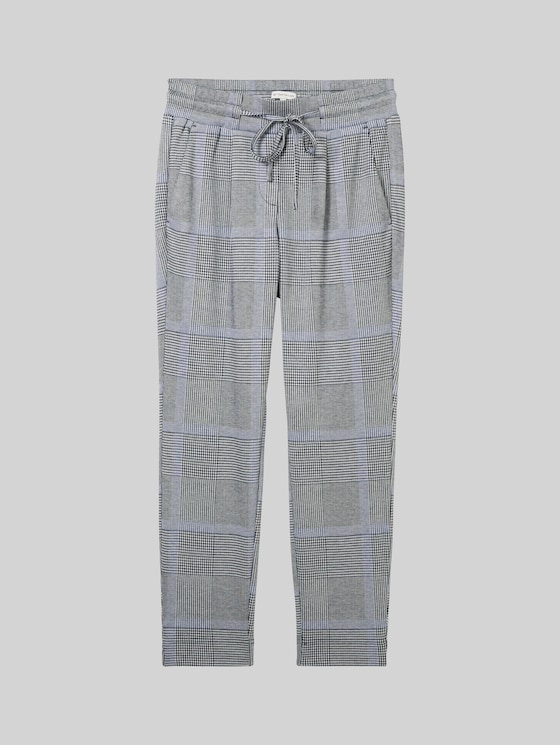 Loose check trousers in LENZING™ EcoVero™ - navy blue check