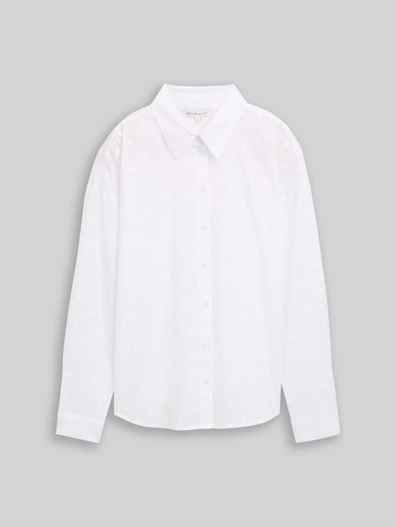 Shirt-style blouse with polka-dot pattern - White