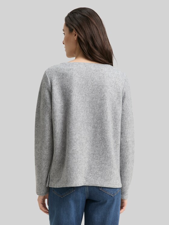 Soft-touch sweatshirt with button details - medium silver grey melange