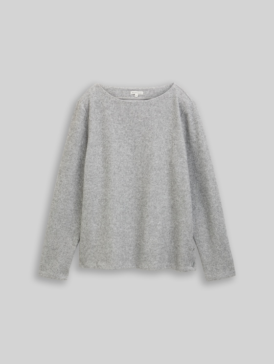 Soft-touch sweatshirt with button details - medium silver grey melange