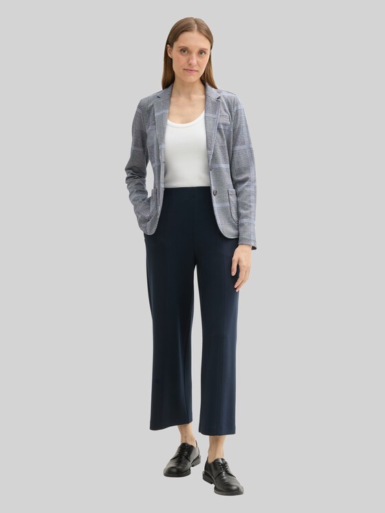 Checked print blazer in LENZING™ EcoVero™ - navy blue check