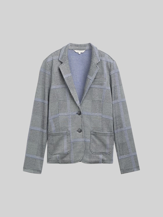 Checked print blazer in LENZING™ EcoVero™ - navy blue check