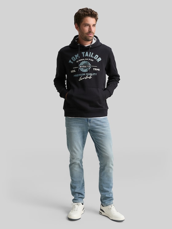 Hoodie sweatshirt with logo print - Almost Black