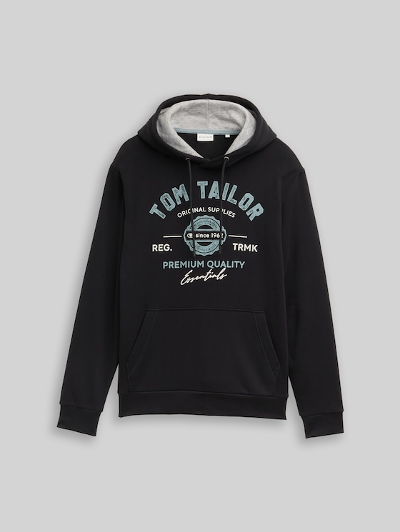Hoodie sweatshirt with logo print - Almost Black