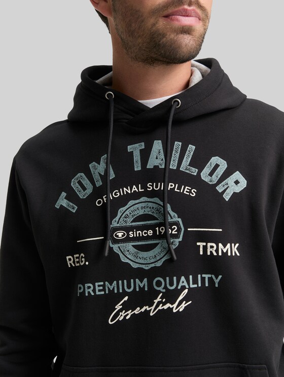 Hoodie sweatshirt with logo print - Almost Black